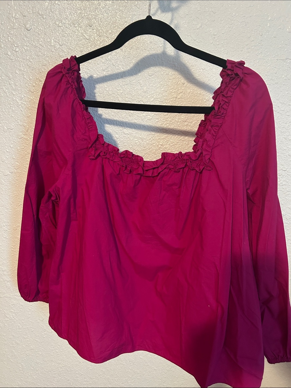 J. Crew Ruffled Square-Neck Blouse - Fuchsia